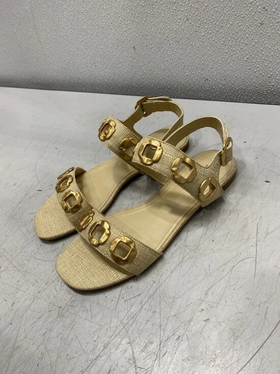 Milan Flat Sandal In Beige Raffia - Flats - Larroudé – Larroude Larroude Milan Flat Sandals Beige Women\'s Size 6